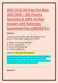 WGU D115 OA Prep Test Bank 2025&sol;2026 &ndash; 450 Practice Questions & 100&percnt; Verified Answers with Rationales Guaranteed Pass &lpar;GRADED A&plus;&rpar;