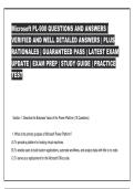 Microsoft PL-900 QUESTIONS AND ANSWERS &vert; &NewLine;VERIFIED AND WELL DETAILED ANSWERS &vert; PLUS &NewLine;RATIONALES &vert; GUARANTEED PASS &vert; LATEST EXAM &NewLine;UPDATE &vert; EXAM PREP &vert; STUDY GUIDE &vert; PRACTICE &NewLine;TEST