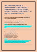 WGU D489 CYBERSECURITY MANAGEMENT &vert; 2026&sol;2027 TASK 1 PRACTICE EXAM &vert; 100 QUESTIONS&comma; ANSWERS & DETAILED RATIONALES &vert; A&plus; GRADED &vert; PASS GUARANTEED&excl;&excl;