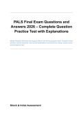 PALS Final Exam Questions and Answers 2026 &ndash; Practice Test & Study Guide