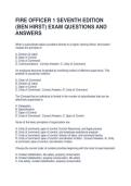 FIRE OFFICER 1 SEVENTH EDITION &lpar;BEN HIRST&rpar; EXAM QUESTIONS AND ANSWERS
