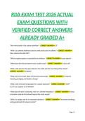 RDA EXAM TEST 2026 ACTUAL EXAM QUESTIONS WITH VERIFIED CORRECT ANSWERS ALREADY GRADED A&plus;