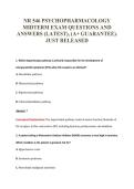 NR 546 PSYCHOPHARMACOLOGY&NewLine;MIDTERM EXAM QUESTIONS AND&NewLine;ANSWERS &lpar;LATEST&rpar;&comma; &lpar;A&plus; GUARANTEE&rpar;&period;&NewLine;JUST RELEASED