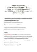 NR 546 ADVANCED&NewLine;PSYCHOPHARMACOLOGY FINAL&NewLine;EXAM REVIEW QUESTIONS AND&NewLine;ANSWERS &lpar;LATEST&rpar;&comma; &lpar;A&plus; GUARANTEE&rpar;&period;&NewLine;JUST RELEASED