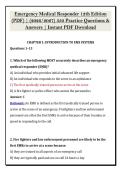 Emergency Medical Responder 12th Edition &NewLine;&lpar;PDF&rpar; &vert; &lpar;2026&sol;2027&rpar; 350 Practice Questions & &NewLine;Answers &vert; Instant PDF Download