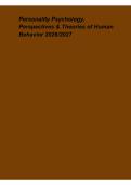 Personality Psychology&comma; Perspectives & Theories of Human Behavior 2026&ndash;2027