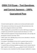 OSHA 510 Exam &ndash; Test Questions and Correct Answers &ndash; 100&percnt; Guaranteed Pass&comma; exam preparation material
