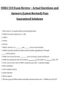 OSHA 510 Exam Review &ndash; Actual Questions and Answers &lpar;Latest Revised&rpar; Pass Guaranteed Solutions&comma; exam review material