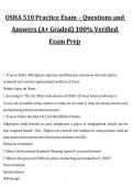 OSHA 510 Practice Exam &ndash; Questions and Answers &lpar;A&plus; Graded&rpar; 100&percnt; Verified Exam Prep&comma; practice exam with answers