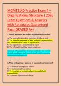 MGMT2140 Practice Exam 4 &ndash; Organizational Structure &vert; 2026 Exam Questions & Answers with Rationales Guaranteed Pass &lpar;GRADED A&plus;&rpar;