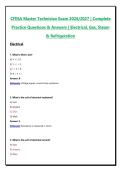 CFESA Master Technician Exam 2026&sol;2027 &vert; Complete Practice Questions & Answers &vert; Electrical&comma; Gas&comma; Steam & Refrigeration