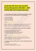 Leadership HESI Exam Prep Test Bank Nursing Management 2026&sol;2027 &vert; 100&percnt; Verified Q&A with Detailed Rationales