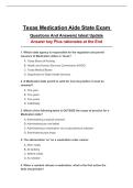 Texas Medication Aide State Exam Questions And Answers&vert; latest Update 2027&vert; Pass Guaranteed
