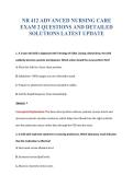 NR 412 ADVANCED NURSING CARE&NewLine;EXAM 2 QUESTIONS AND DETAILED&NewLine;SOLUTIONS LATEST UPDATE