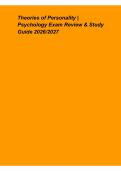 Theories of Personality &ndash; Psychology Exam Review & Study Guide 2026&ndash;2027