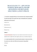 NR 412 EXAM 3 V3 - ADVANCED&NewLine;NURSING RESEARCH AND EBP&NewLine;QUESTIONS AND DETAILED&NewLine;SOLUTIONS LATEST UPDATE