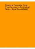 Theories of Personality &ndash; Traits&comma; Freud&comma; Humanism & Sociocultural Factors &ndash; Study Guide 2026&ndash;2027