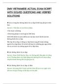 DMV VIETNAMESE ACTUAL EXAM SCRIPT&NewLine;WITH SOLVED QUESTIONS AND VERIFIED&NewLine;SOLUTIONS&NewLine;