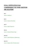 DOULA CERTIFICATION EXAM&NewLine;COMPREHENSIVE TEST PAPER QUESTIONS&NewLine;AND SOLUTIONS