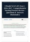 UWorld NCLEX-RN Test 1 &vert; 2026&sol;2027 &vert; Comprehensive Nursing Practice Review &vert; 100&plus; Questions & Answers &lpar;Rationales&rpar;