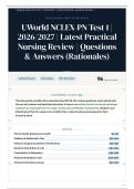 UWorld NCLEX-PN Test 1 &vert; 2026&sol;2027 &vert; Latest Practical Nursing Review &vert; 95&plus; Questions & Answers &lpar;Rationales&rpar;