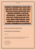 NURSING FUNDAMENTALS EXAM PREP &vert; &NewLine;VERIFIED ANSWERS & DETAILED &NewLine;RATIONALES &ast;&ast;ALIGNED WITH THE &NewLine;PLAN&comma; QSEN COMPETENCIES&comma; AACN &NewLine;ESSENTIALS &lpar;2026 UPDATE&rpar;&comma; AND ATI&sol;HESI fundamentals blueprints