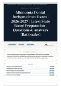 Minnesota Dental Jurisprudence Exam &vert; 2026&sol;2027 &vert; Latest State Board Preparation &vert; 75&plus; Questions & Answers &lpar;Rationales&rpar;