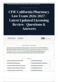 CPJE California Pharmacy Law Exam 2026&sol;2027 &vert; Latest Updated Licensing Review &vert; 230&plus; Questions & Answers
