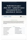 NURS 8022 Exam 1 &vert; 2026&sol;2027 &vert; Updated Course Assessment Review &vert; 210&plus; Questions & Answers