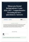 Minnesota Dental Jurisprudence Exam &vert; 2026&sol;2027 &vert; Comprehensive Licensing Review &vert; 440&plus; Questions & Answers