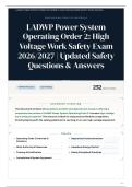 LADWP Power System Operating Order 2꞉ High Voltage Work Safety Exam 2026&sol;2027 &vert; Updated Safety 250&plus; Questions & Answers