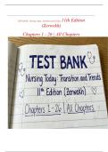 Nursing Today&colon; Transition and Trends 11th Edition by Zerwekh &ndash; Test Bank Chapters 1&ndash;26 &ndash; Complete Practice Questions with Answers