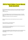 PHTLS Tenth Edition Course Manual Study Questions