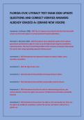 FLORIDA CIVIC LITERACY TEST EXAM 2026 UPDATE&NewLine;QUESTIONS AND CORRECT VERIFIED ANSWERS&NewLine;ALREADY GRADED A&plus; &lpar;BRAND NEW VISION&rpar;