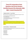 Texas LPC Jurisprudence Exam Questions and Correct Answers &lpar;Verified Answers&rpar; Plus Rationales 2026 Q&A &vert; Instant Download Pdf