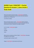 NUR401 Exam 2 2026&sol;2027 &ndash; Practice &NewLine;Questions & Answers &vert; Latest Version &vert; Study Guide &NewLine; &NewLine; &NewLine;