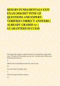 HESI RN FUNDAMENTALS EXIT &NewLine;EXAM 2026&sol;2027 WITH 125 &NewLine;QUESTIONS AND EXPERT&NewLine;VERIFIED CORRECT ANSWERS &vert; &NewLine;ALREADY GRADED A&plus; &vert; &NewLine;GUARANTEED SUCCESS 