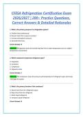 CFESA Refrigeration Certification Exam 2026&sol;2027 &vert; 200&plus; Practice Questions&comma; Correct Answers & Detailed Rationales