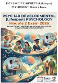 PSYC 140 DEVELOPMENTAL &lpar;Lifespan&rpar; PSYCHOLOGY Module 2 Exam