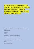 FLORIDA LP GAS & RULES EXAM &NewLine;2026&sol;2027 WITH 140 QUESTIONS AND &NewLine;EXPERT-VERIFIED CORRECT &NewLine;ANSWERS &vert; ALREADY GRADED A&plus; &vert; &NewLine;GUARANTEED SUCCESS