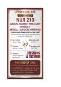 NUR 210 Exam 1&comma; 2&comma; Final & Proctored CJE Exams Bundled Medical-Surgical Nursing II Questions And Answers 2026&sol;2027 Jersey College