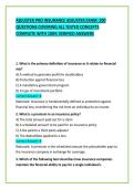 ADJUSTER PRO INSURANCE ADJUSTER EXAM&colon; 200 QUESTIONS COVERING ALL TESTED CONCEPTS COMPLETE WITH 100&percnt; VERIFIED ANSWERS