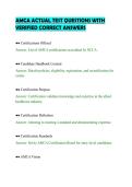 AMCA ACTUAL TEST QUESTIONS WITH&NewLine;VERIFIED CORRECT ANSWERS&NewLine;