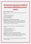 ATI Med-Surg Proctored Exam &lpar;NGN&rpar; &lpar;10 &NewLine;New Versions&comma; 2023&sol;2024&rpar; and Correct &NewLine;Q and A
