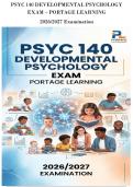 PSYC 140 DEVELOPMENTAL PSYCHOLOGY&NewLine;EXAM &ndash; PORTAGE LEARNING&NewLine;2026&sol;2027 Examination