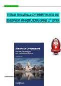 Test Bank for American Government&colon; Political Development and Institutional Change 12th Edition by Cal Jillson &vert; Chapters 1&ndash;16