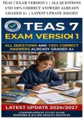 TEAS 7 EXAM VERSION 1 &vert; ALL QUESTIONS&NewLine;AND 100&percnt; CORRECT ANSWERS ALREADY&NewLine;GRADED A&plus; &vert; LATEST UPDATE 2026&sol;2027