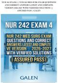 NUR 242 EXAM 4 &vert; NUR 242 MED SURG EXAM QUESTIONS&NewLine;AND CORRECT ANSWERS LATEST AND COMPLETE&NewLine;VERSION 2026-2027 WITH VERIFIED SOLUTIONS &vert;&vert;&NewLine;ASSURED PASS &vert; GALEN