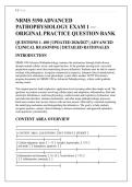 NRMS 5190 ADVANCED &NewLine;PATHOPHYSIOLOGY EXAM 1 &mdash; ORIGINAL PRACTICE QUESTION BANK &NewLine;QUESTIONS 1&ndash;100 &vert; UPDATED 2026&sol;2027 &vert; ADVANCED &NewLine;CLINICAL REASONING &vert; DETAILED RATIONALES &NewLine;