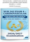 NUR 242 EXAM 4 &ndash; CARDIOVASCULAR EXAM&NewLine;QUESTIONS AND ANSWERS LATEST 2026&sol;2027&NewLine;GRADED A&plus; &vert; GALEN&NewLine;2026&sol;2027 Examination